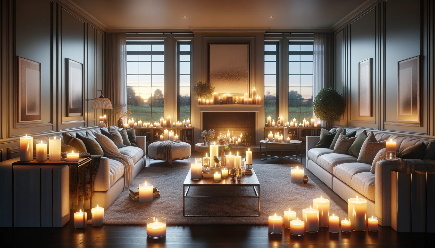 A room beautifully enhanced by scented candles